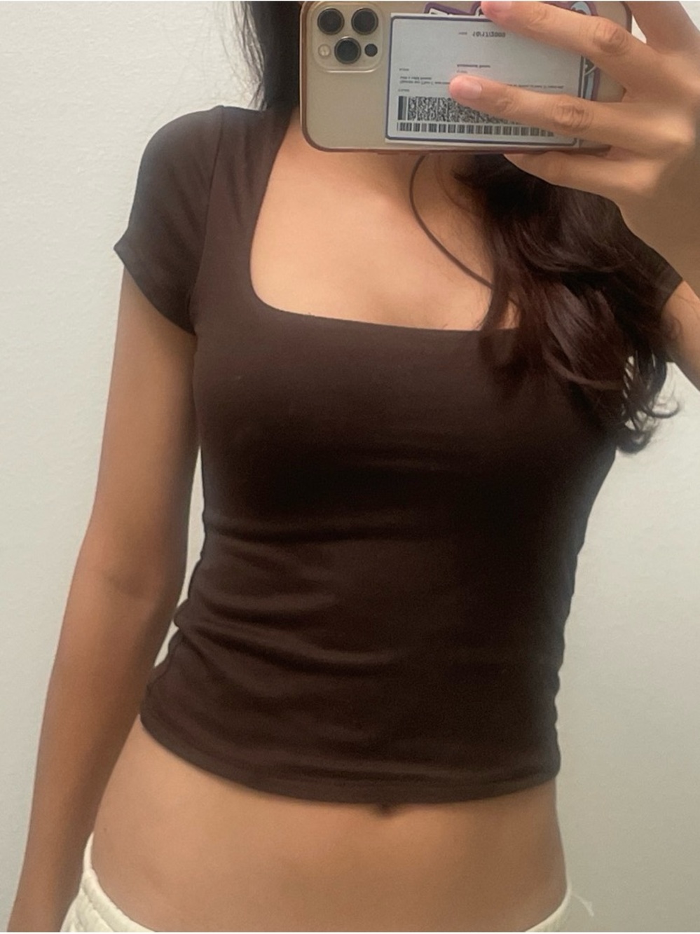 Square Neck Short Sleeve Crop Top